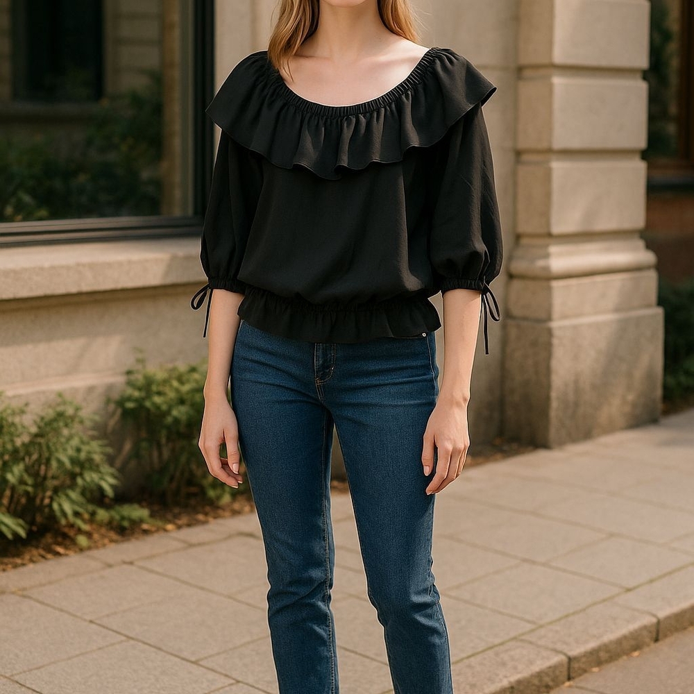 Michael Kors Black Ruffle Blouse